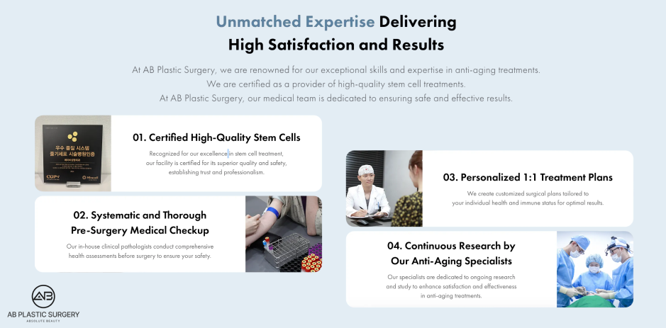 AB Plastic Surgery Korea stem cell facial clinic, certified stem cell treatment facility