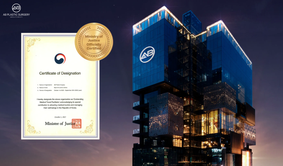 Ministry of Justice Official Certification Awarded to AB Plastic Surgery Korea as a Designated Medical Tourism Institution