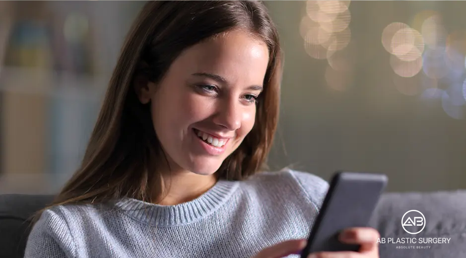 Foreign patient using smartphone for online consultation and post departure care after Korea plastic surgery for foreigners