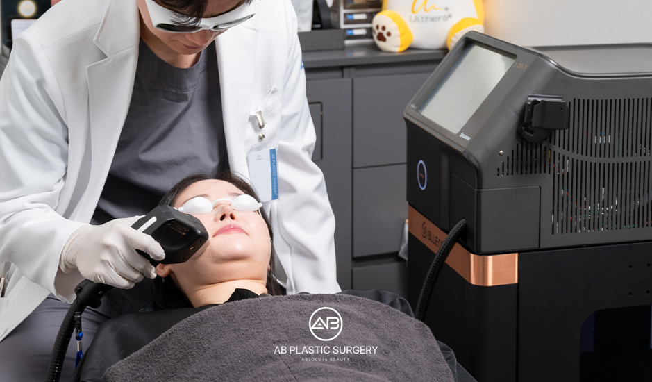 Korea glowcation skin treatment showing a patient receiving a laser procedure at AB Plastic Surgery