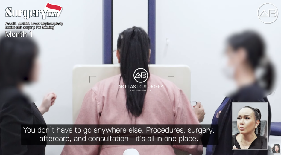 International patient attending postoperative care in Korea after facelift, neck lift, lower blepharoplasty, and fat grafting