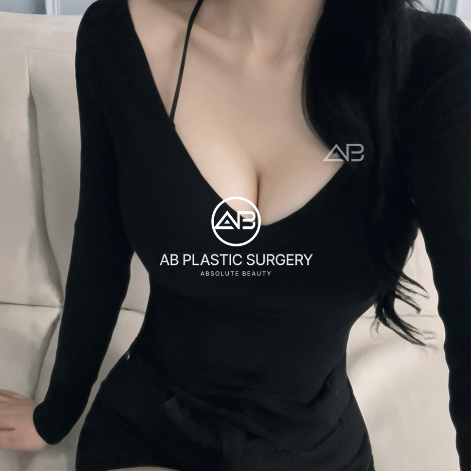 Hasil akhir setelah operasi payudara di AB Korea – garis belahan dada jelas dan bentuk yang proporsional