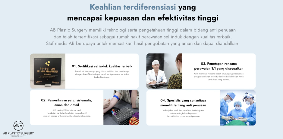 Sistem terapi sel punca milik Operasi Plastik AB Korea dengan keahlian yang terdiferensiasi