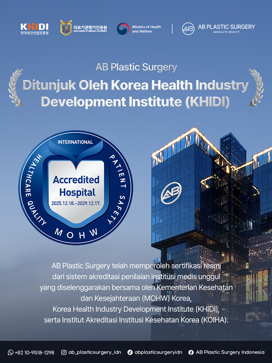 KAHF international healthcare accreditation awarded to Operasi Plastik AB Korea through Korea’s medical institution evaluation system for 2025–2029.
