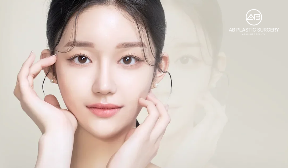 黄金比の顔バランスを基準に輪郭を整え自然な印象へ改善した実際の症例イメージ（韓国 AB美容外科）