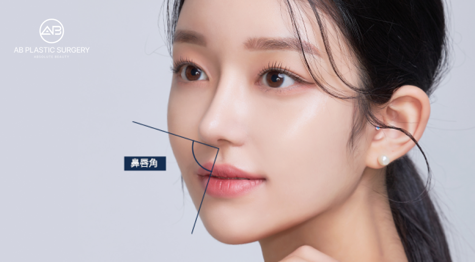 AB美容外科韓国の鼻中隔延長デザインイメージ。鼻唇角バランスを考慮しながら自然な鼻先ラインを形成した女性横顔