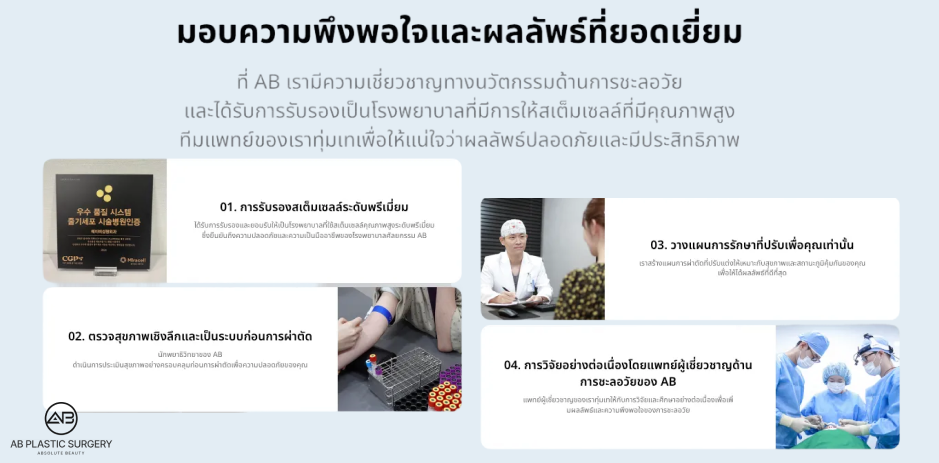 โรงพยาบาลศัลยกรรมAB ผู้นำด้านการรักษาด้วยสเต็มเซลล์ของเกาหลี ที่มีความปลอดภัยสูง ระบบการแพทย์คุณภาพ และการดูแลโดยทีมแพทย์ผู้เชี่ยวชาญ
