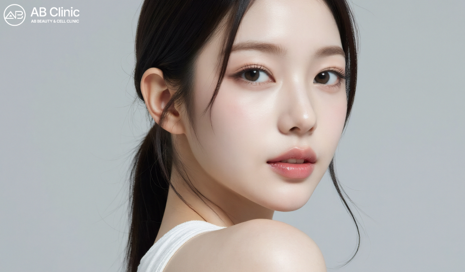 AB皮膚科韓國皮膚管理後展現細緻光澤肌膚的模特形象